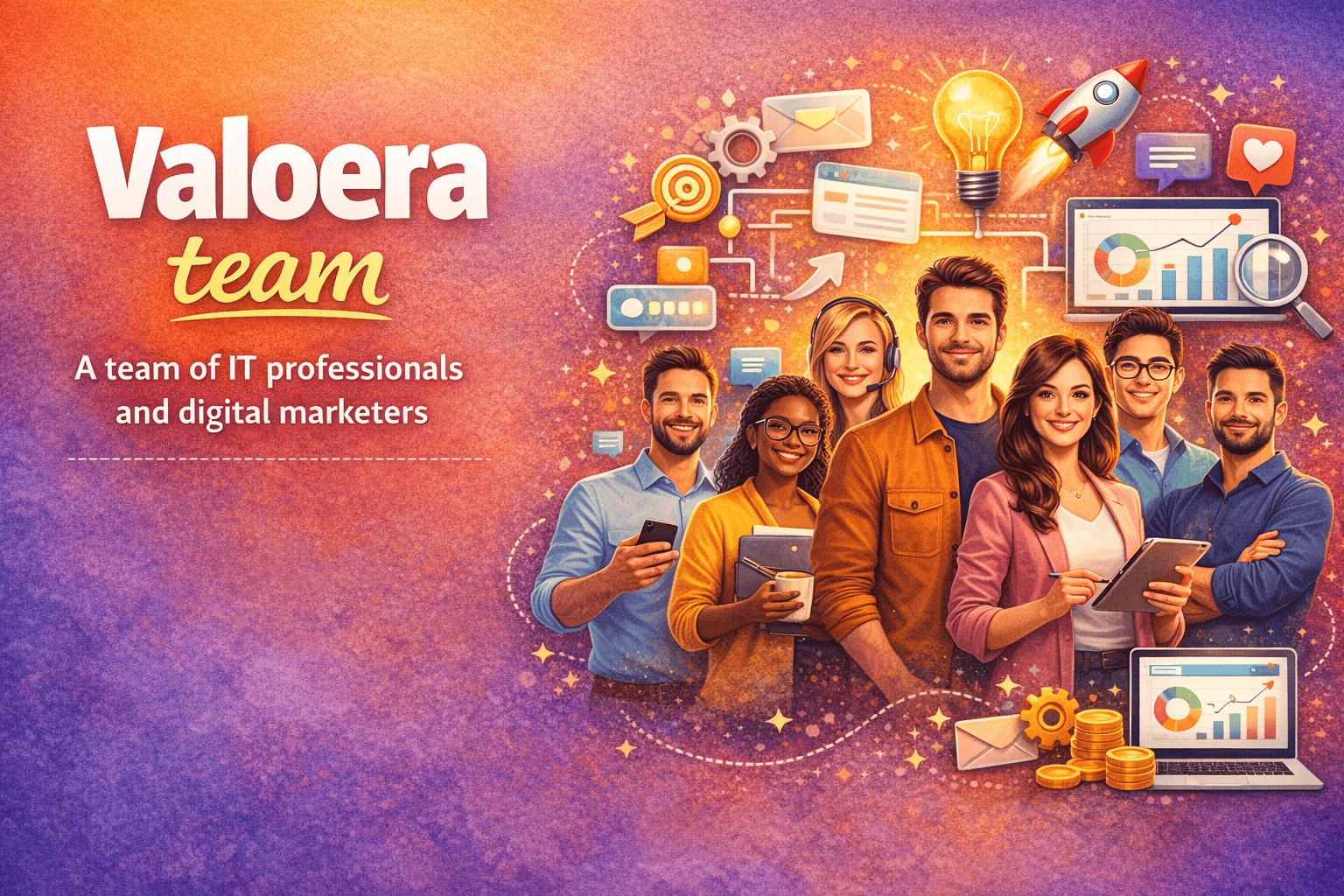 Valoera team collaborating on spiritual marketing strategies